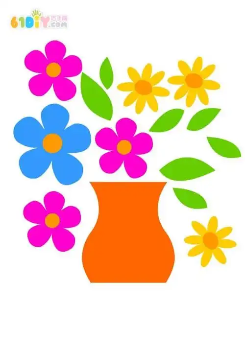 感恩节花瓶贴画填色图手工