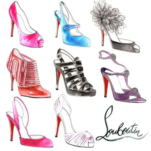 素材模板下载,本次产品工业 作品主题是 多款夏季高跟鞋设计图,编号是