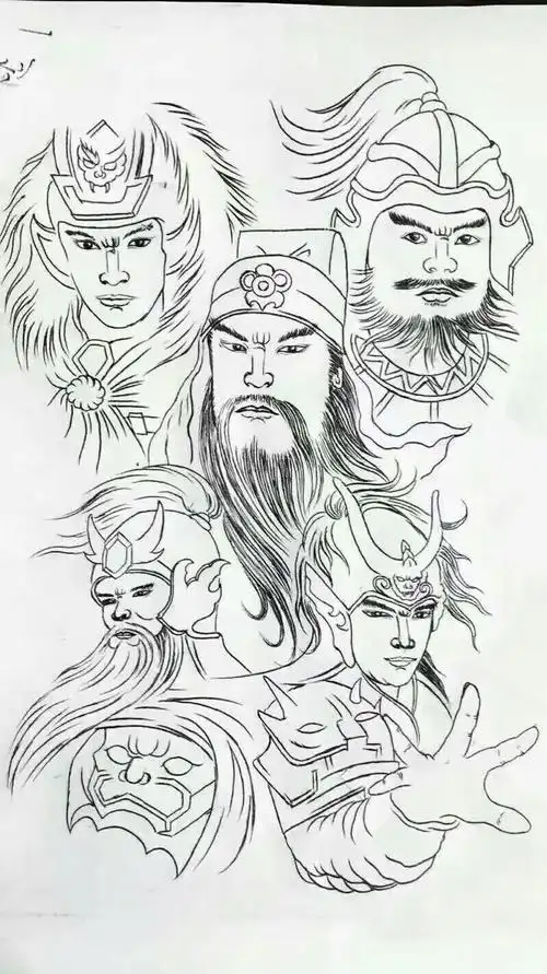 五虎上将纹身手稿,纹身电话微信15755722152