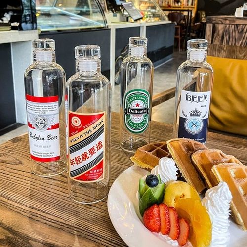 ins透明喝水时间刻度玻璃杯高颜值网红奶茶杯耐高温便携杯大容量