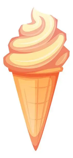 手绘卡通香草味冰淇淋
