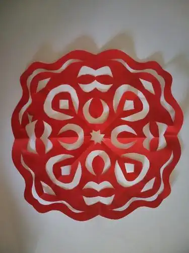 牵牛花》题诗简单团花剪纸图案画法-图片欣赏中心剪纸 团花五折剪纸