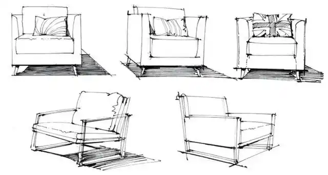 室内手绘沙发单体多角度线稿画法解析视频知识点汇总