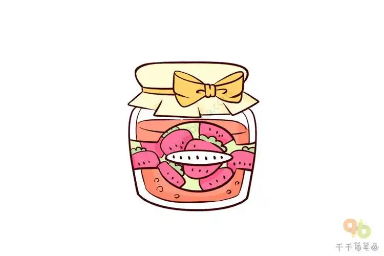 物体变简单甜甜的草莓果酱简笔画