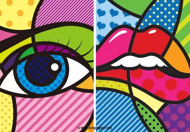 眼睛红唇卡通矢量元素eye red lip cartoon vector element