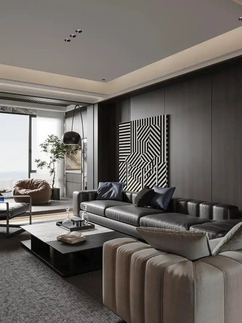 意式轻奢风带来的高级感客厅装修效果图.