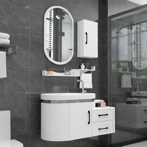 小户型浴室柜洗脸台落地柜组合柜洗漱厕所创意80公分pvc防潮板