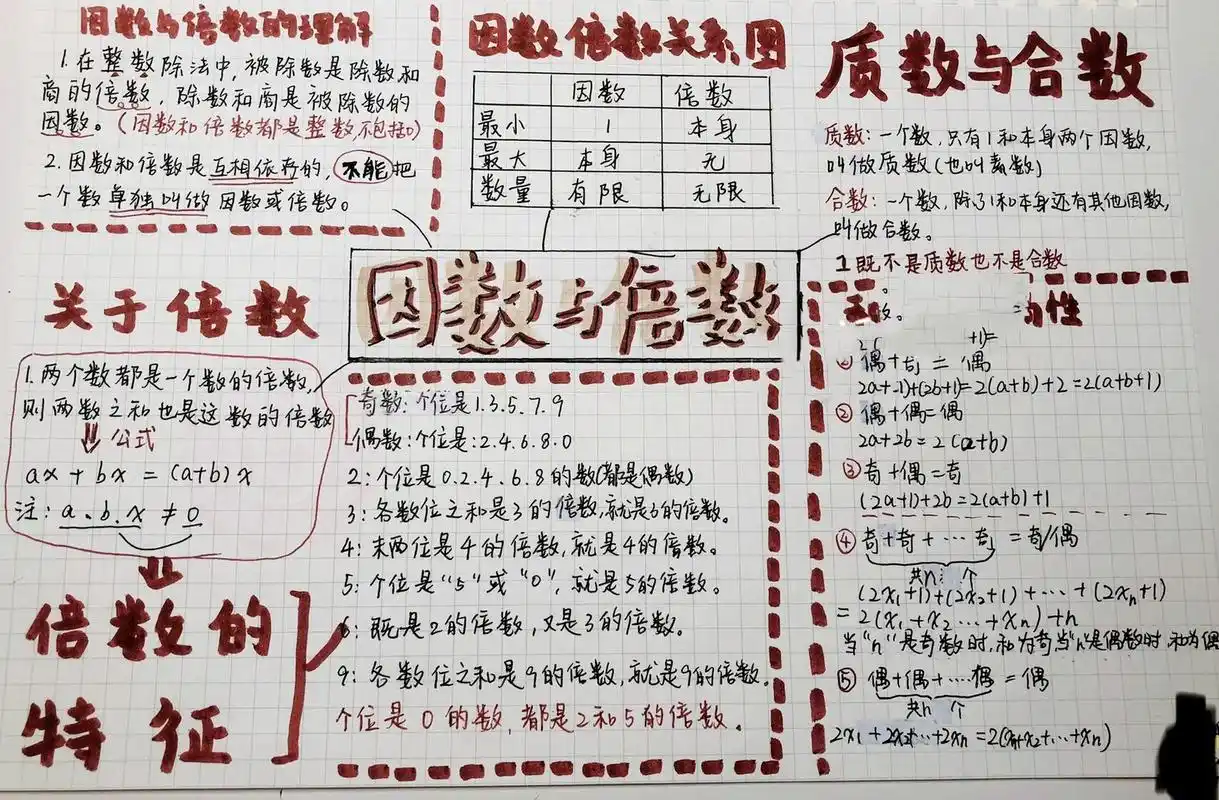 五年级下册|因数与倍数思维导图    这次的思维导图还热乎不(早该发了