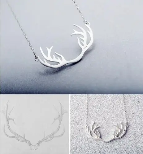 日韩简约银饰品 鹿角麋鹿小鹿项链鹿角项链锁骨链 厂家批发直销