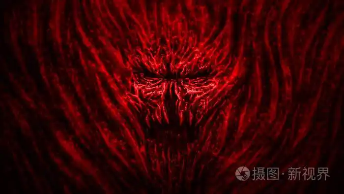 一个黑眼睛的恐怖恶魔红色