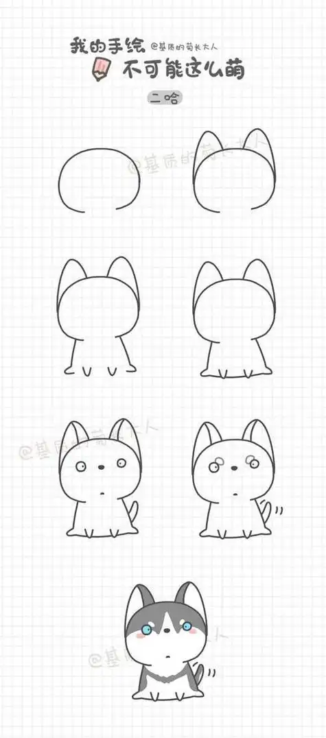 简笔画q版简单画画q版动物简笔画大班简笔画小狗金毛柯基秋田犬20种