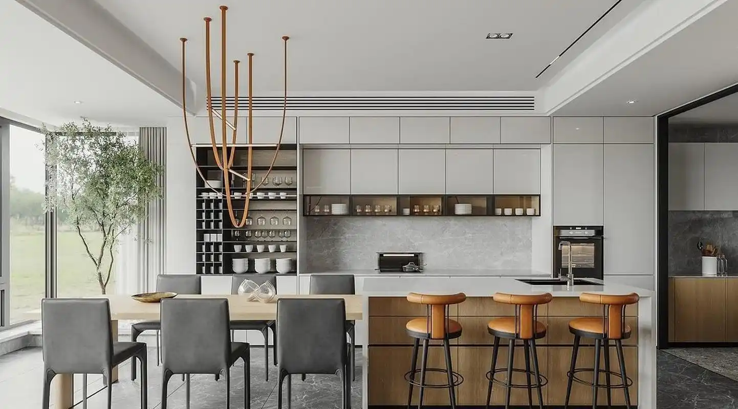 现代客餐厅效果图设计.  你喜欢这样的装修吗?喜欢点个赞吧.  家居丨