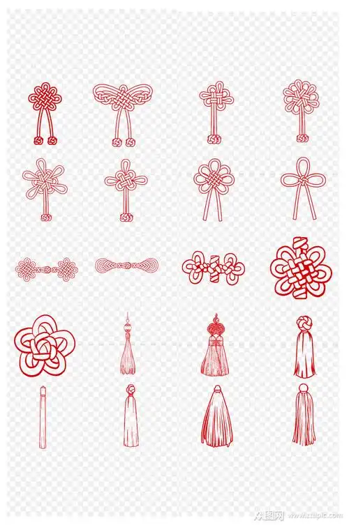 旗袍盘扣国风扣子中国结布玉佩流苏免扣元素素材