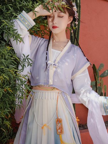 昭华赋倚兰汉服女夏季仙气唐褙子圆领衫齐腰褶裙汉元素夏装改良