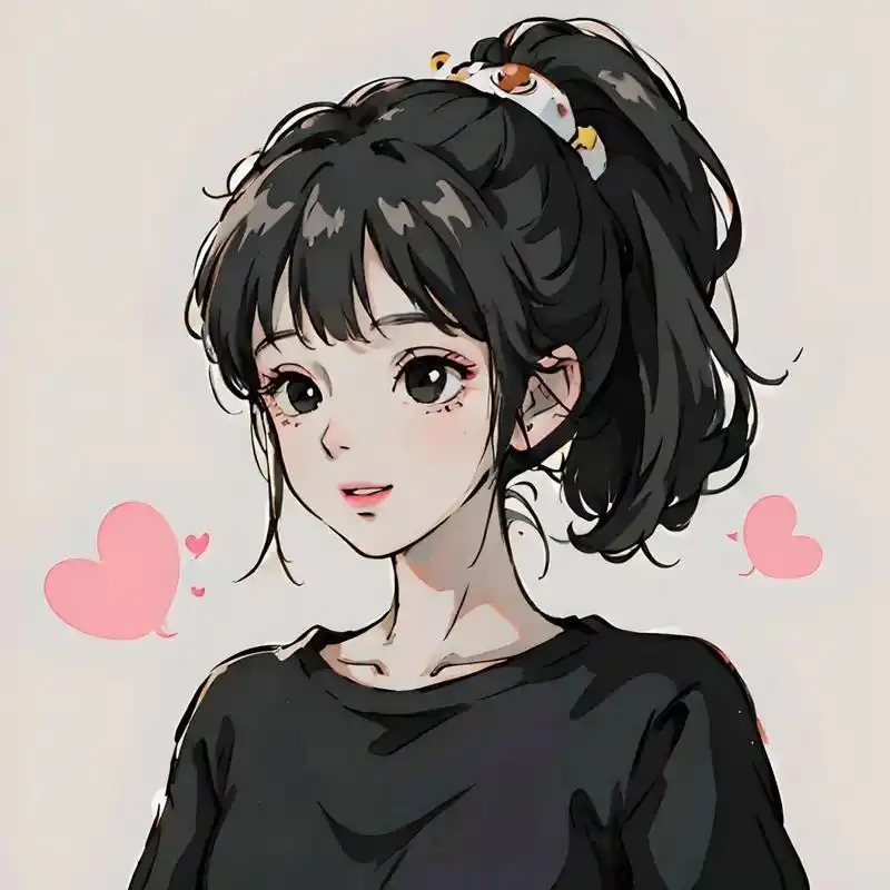 厚涂黑发女孩头像