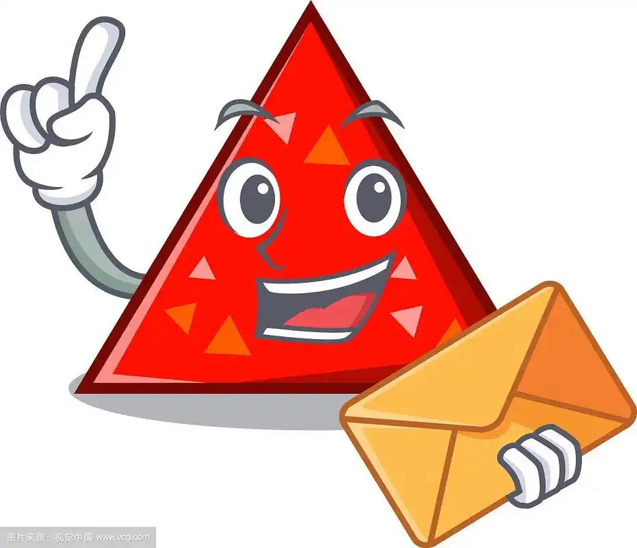 具有卡通人物的三角形信封风格