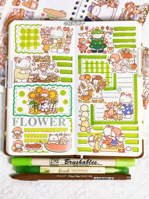 兔比小姐丨小清新绿色系weeks手帐排版