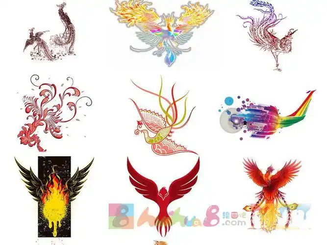 中国国画凤凰简笔画设计素材3