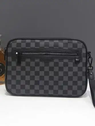 酷奇袋鼠2024新款网红男士大容量手包休闲包男格子手拿包包钱包信封包