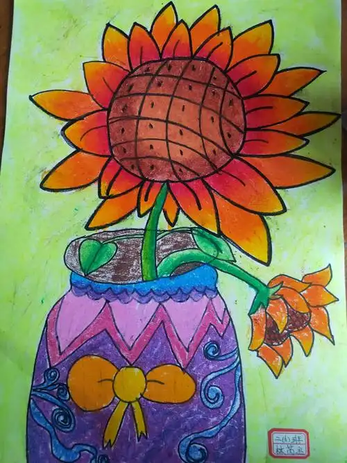 爱之绘·战疫情—畲乡景宁实验一小二年级美术作品微展6《向日葵》