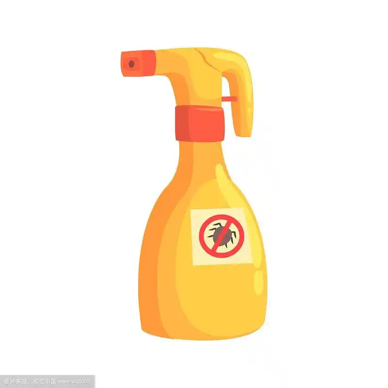 喷雾器瓶中的螨虫或蜱虫杀虫剂卡通