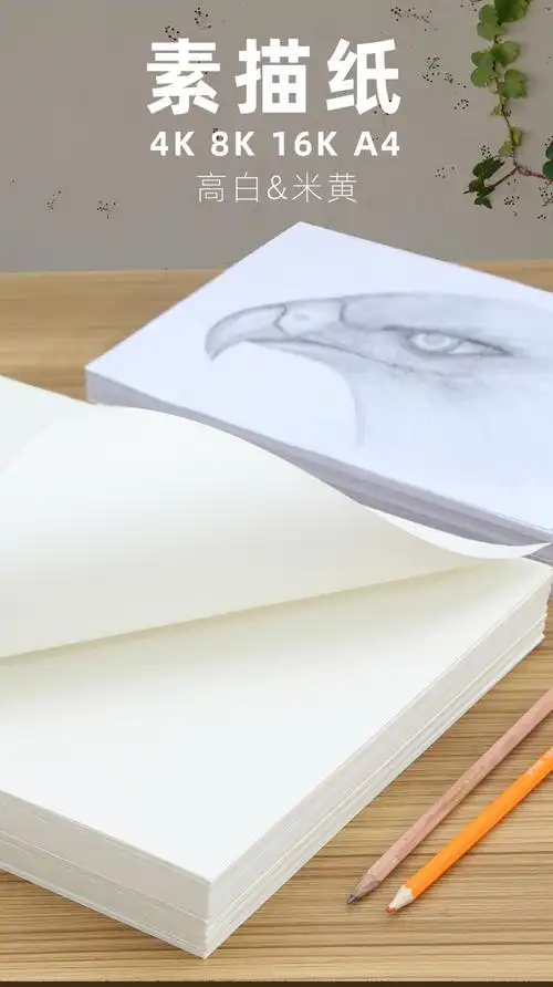 8k素描纸a4加厚画画本160克180克绘画本画画纸美术四开八开的4k大速写