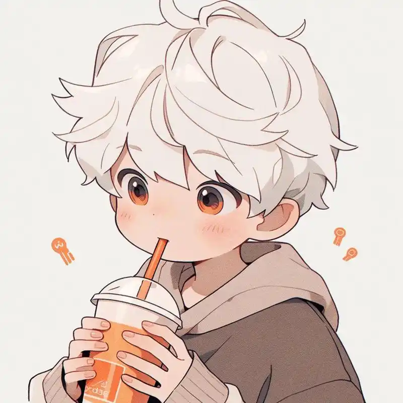 男生头像 | 喝奶茶的小男孩