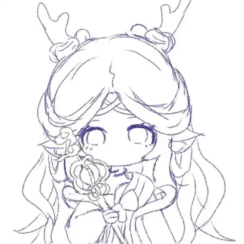 摸一个瑶瑶公主ww画完才反应过来头发画错了p2线稿可以用来自己上色ww