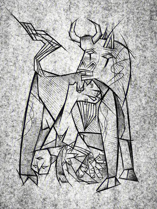 69格尔尼卡选段插画速写手稿