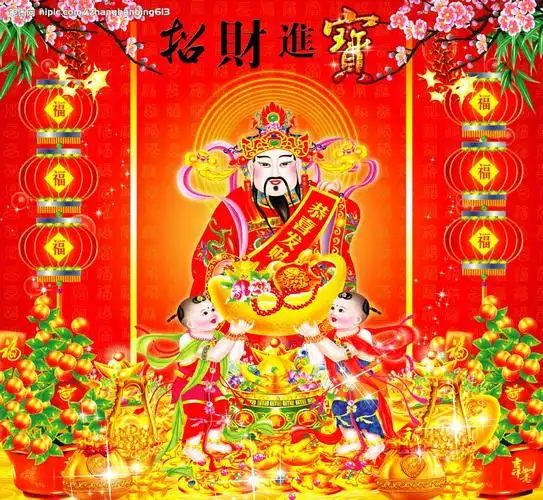 财神爷上面写招财进宝行吗?