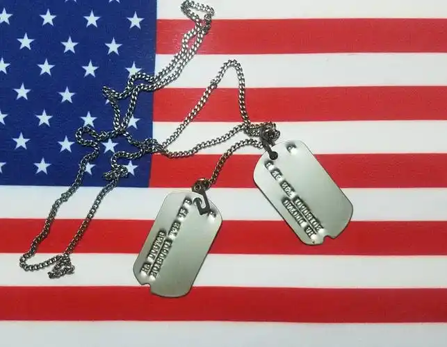 原装进口1940二战配链美军狗牌身份牌军牌不锈钢士兵吊牌套装定制