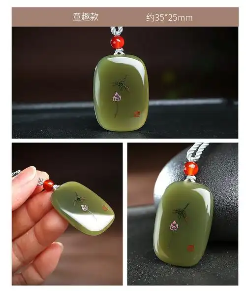 春节不打烊孤品印象眸和田玉吊坠意境线雕馨香荷花荷韵玉石挂件手工