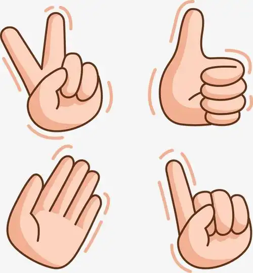 砸金蛋手势卡通手势立体动作手部免抠元素