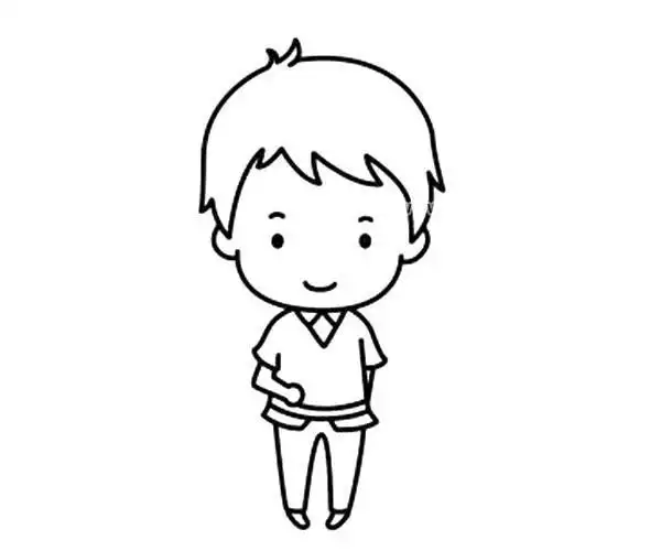 简单六步画出可爱的小男孩简笔画步骤教程 人物-第6张