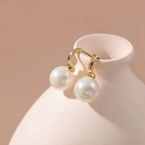 珍珠大水滴耳环小众设计几何圆形猫眼石耳坠耳饰跨境配饰欧美流行水钻