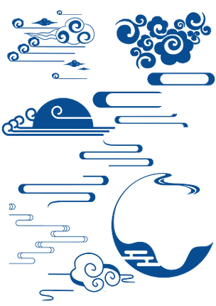 简约国潮花边祥云纹理中国风底纹古风边框1