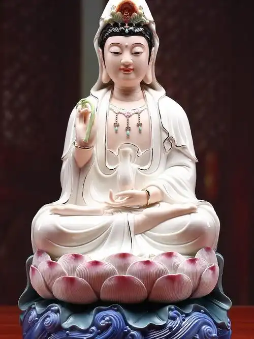 梵趣 观音佛像家用供奉 观世音菩萨佛像居家供摆件 坐莲观音菩萨