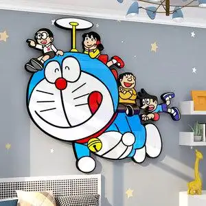 哆啦a梦卡通墙贴3d男女孩卧室床头背景墙面装饰儿童房间布置贴画
