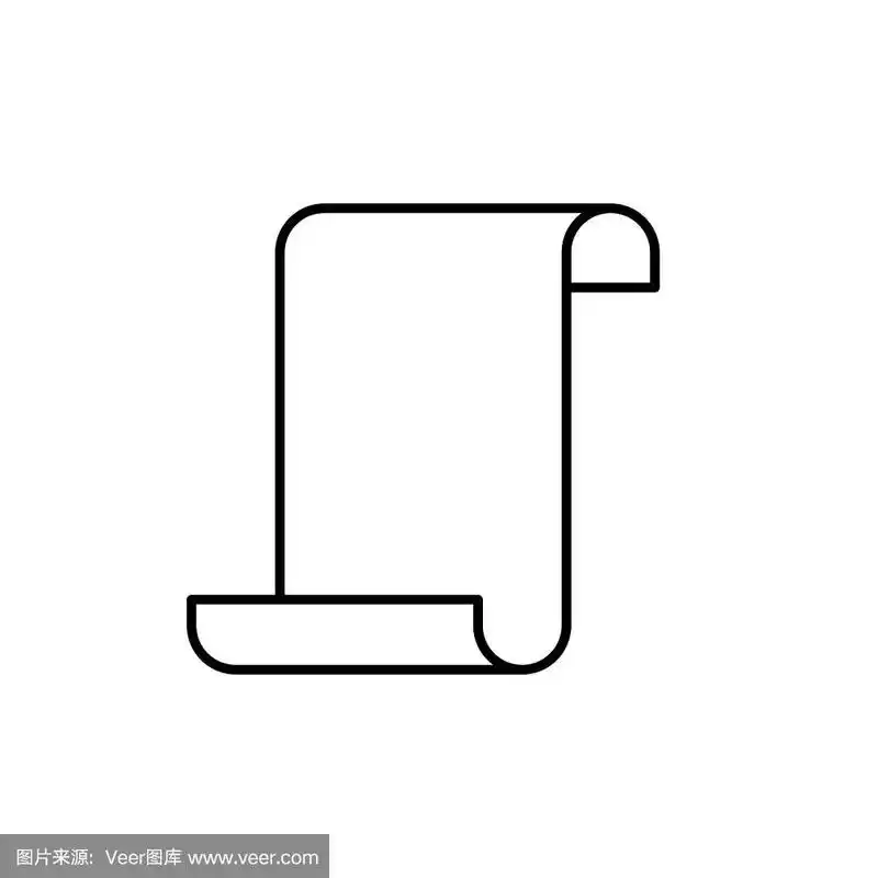 纸卷轴.平面设计风格的线性矢量图标.可编辑的中风.