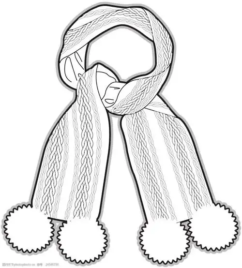 围巾男孩服装设计线稿矢量素材