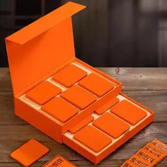 新款双层茶饼礼盒空盒陈皮茶福鼎白茶小方片饼干盒