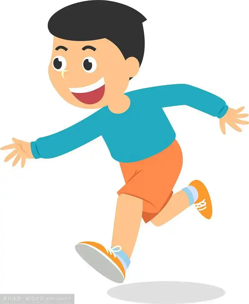 卡通男孩跑步