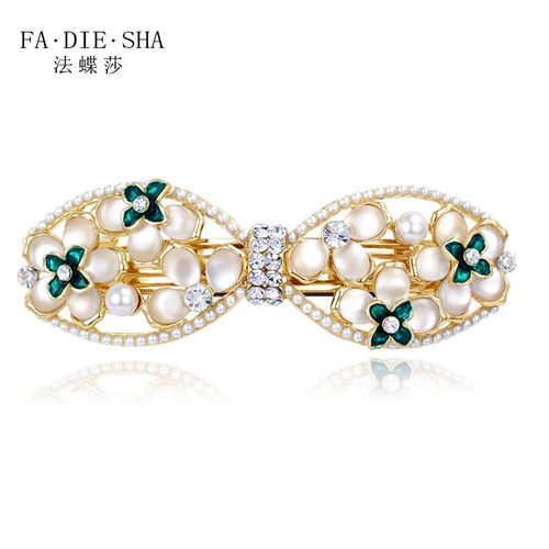 法蝶莎(fadiesha)品牌蝴蝶结发夹成年女士发卡韩版优雅奢华顶夹弹簧夹