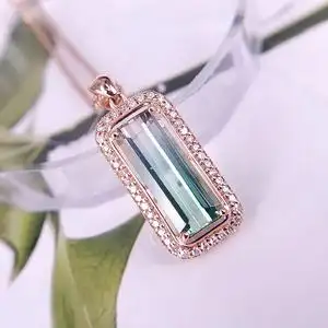长方形碧玺吊坠镶嵌图片