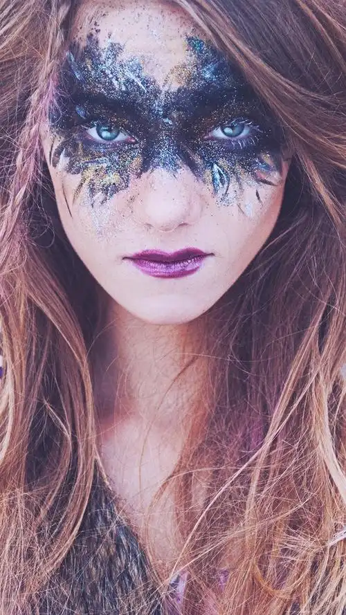 棕色头发的女孩,脸,化妆,蓝眼睛 750x1334 iphone