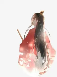 古风美女背影紫色元素手绘图片