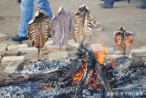 舌尖上的塔里木河烤鱼 胡杨树枝燃火烘烤 撒上孜然辣椒面款待宾客