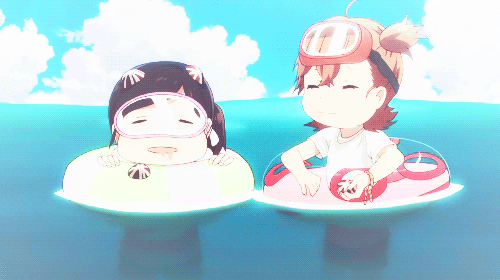 元气囝仔可爱萝莉萌萌哒游泳gif动图_动态图_表情包下载_soogif