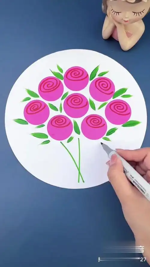 用圆形纸片,做漂亮的母亲节花束母亲节手工 亲子手工 母亲节礼物 母亲