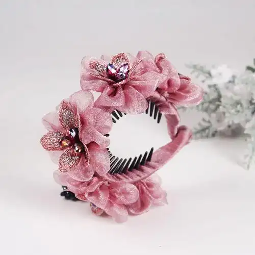 韩版丸子头花朵盘发器新款女士优雅发夹大号后脑勺发卡马尾扣扭夹